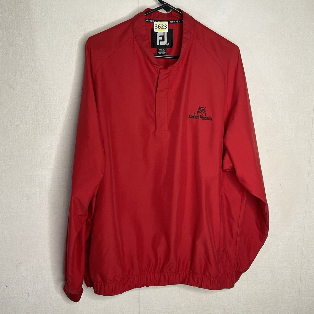FootJoy 1/4 Snap Button Golf Club Wind Breaker Red Lined sz Large Windbreaker